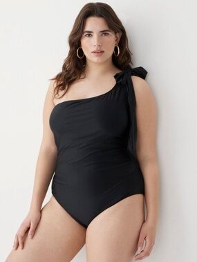 J.Crew Bow One Shoulder One Piece Swimsuit Black Size 22